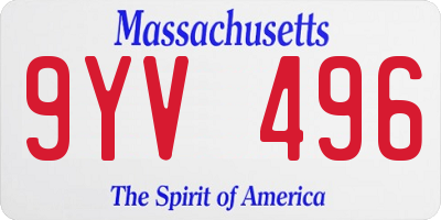 MA license plate 9YV496