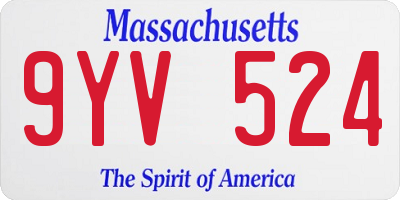 MA license plate 9YV524