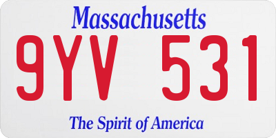 MA license plate 9YV531