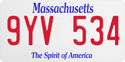 MA license plate 9YV534