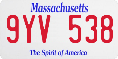 MA license plate 9YV538