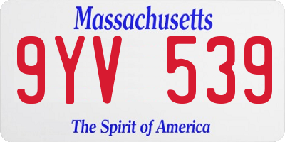 MA license plate 9YV539