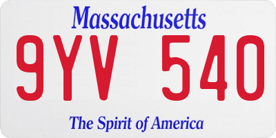 MA license plate 9YV540