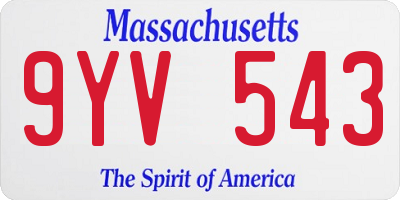 MA license plate 9YV543