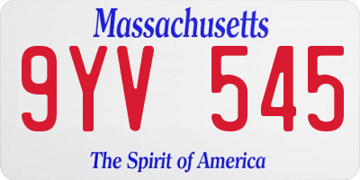 MA license plate 9YV545