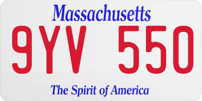 MA license plate 9YV550