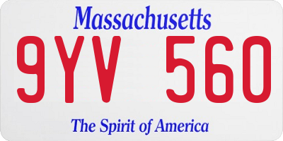 MA license plate 9YV560