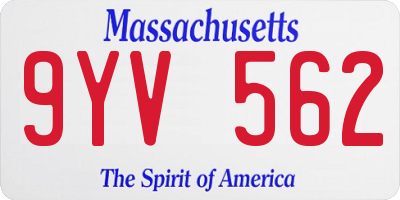 MA license plate 9YV562