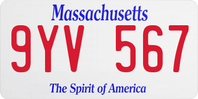MA license plate 9YV567