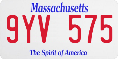 MA license plate 9YV575