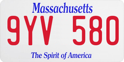 MA license plate 9YV580