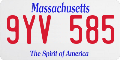 MA license plate 9YV585