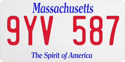 MA license plate 9YV587