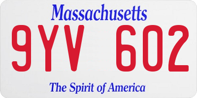 MA license plate 9YV602