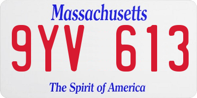 MA license plate 9YV613
