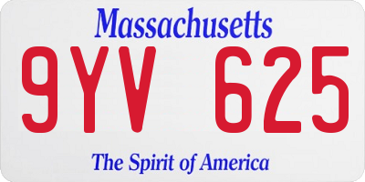 MA license plate 9YV625