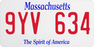 MA license plate 9YV634