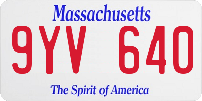 MA license plate 9YV640