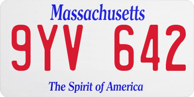 MA license plate 9YV642