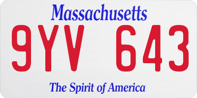 MA license plate 9YV643