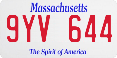 MA license plate 9YV644