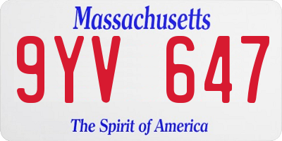 MA license plate 9YV647