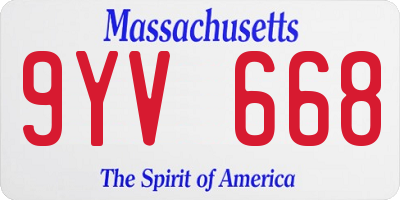 MA license plate 9YV668