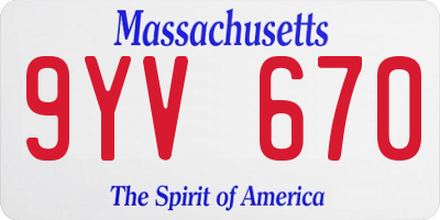 MA license plate 9YV670