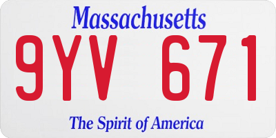 MA license plate 9YV671