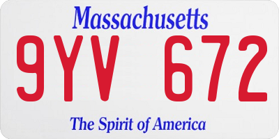 MA license plate 9YV672