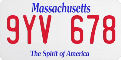 MA license plate 9YV678