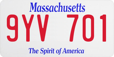 MA license plate 9YV701