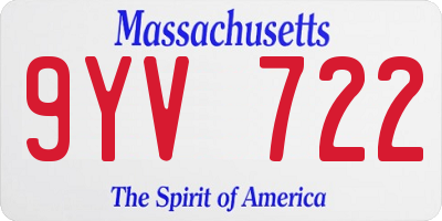 MA license plate 9YV722