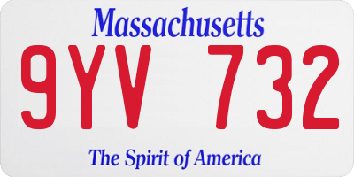 MA license plate 9YV732