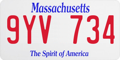 MA license plate 9YV734