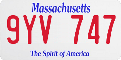 MA license plate 9YV747