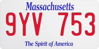 MA license plate 9YV753