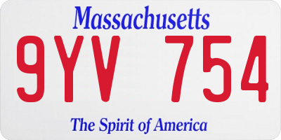 MA license plate 9YV754