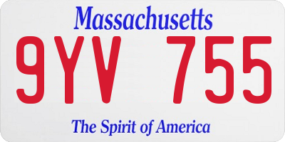 MA license plate 9YV755