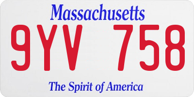 MA license plate 9YV758