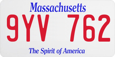 MA license plate 9YV762