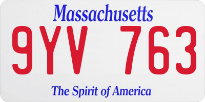 MA license plate 9YV763