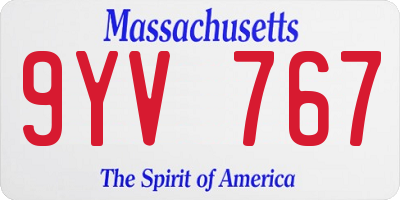 MA license plate 9YV767