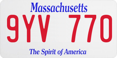 MA license plate 9YV770