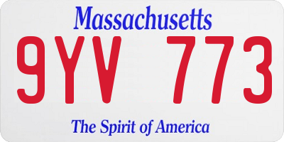 MA license plate 9YV773