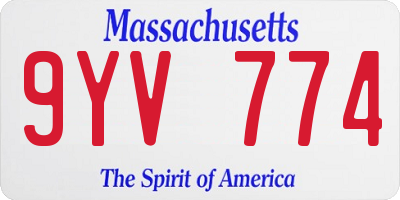 MA license plate 9YV774