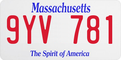MA license plate 9YV781