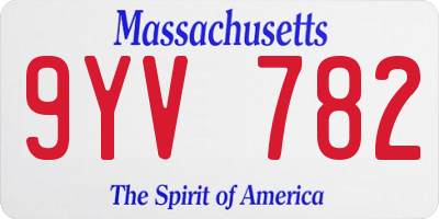 MA license plate 9YV782
