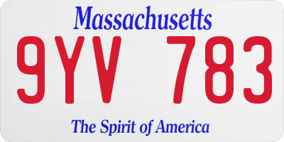 MA license plate 9YV783