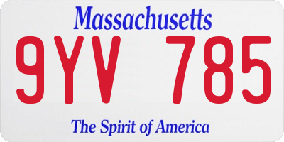 MA license plate 9YV785